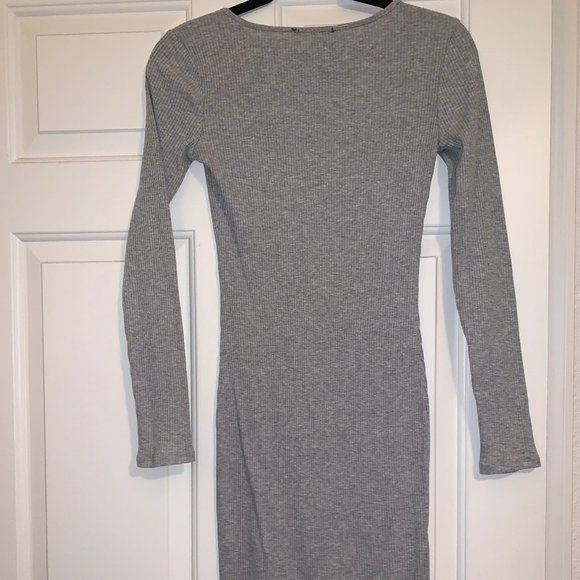Forever 21 Grey Ribbed Bodycon Midi Dress - Picture 2 of 4